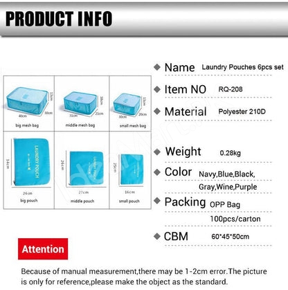 6-pieces-travel-storage-bags-waterproof-luggage-organizer-set-product-image