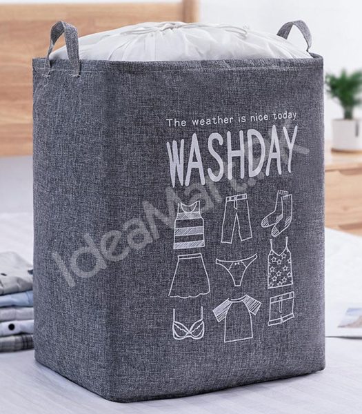 waterproof-collapsible-laundry-bin-with-handles-and-drawstring-top-for-home-and-bedroom-product-image