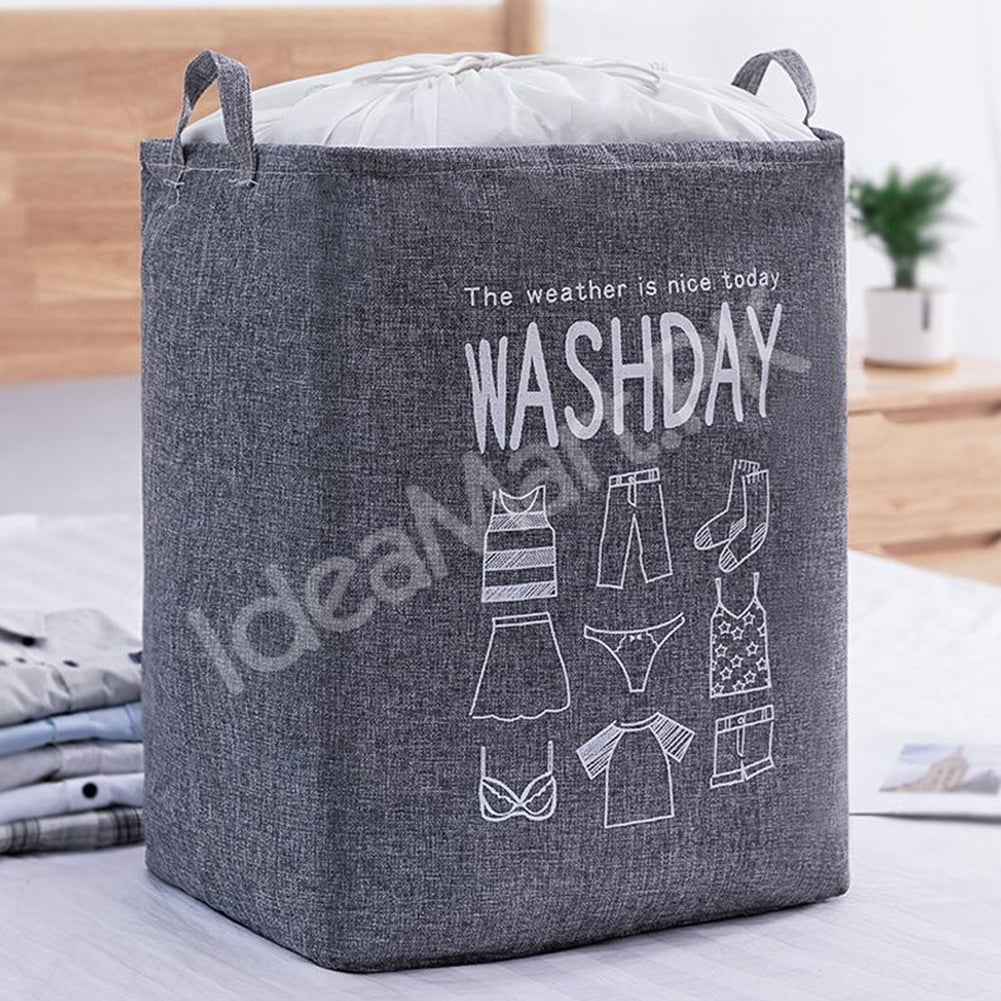 waterproof-collapsible-laundry-bin-with-handles-and-drawstring-top-for-home-and-bedroom-product-image