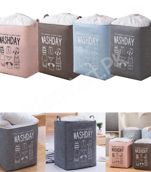 waterproof-collapsible-laundry-bin-with-handles-and-drawstring-top-for-home-and-bedroom-product-image