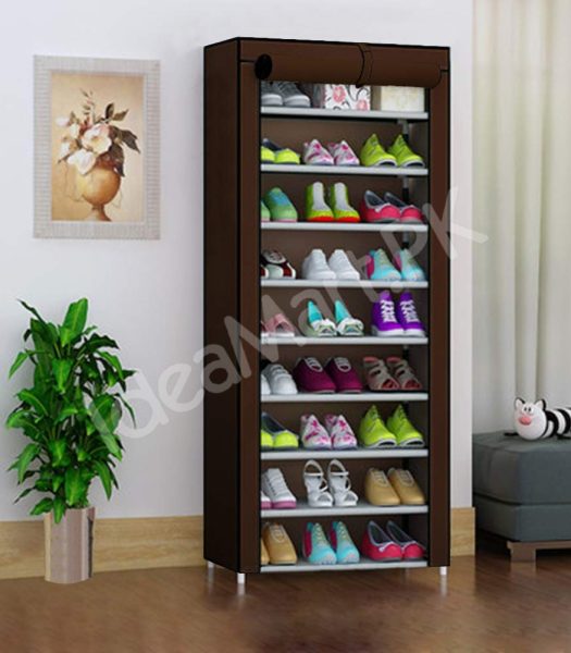 5-tier-portable-shoe-rack-organizer-with-roll-up-dustproof-fabric-cover-metal-frame-product-image
