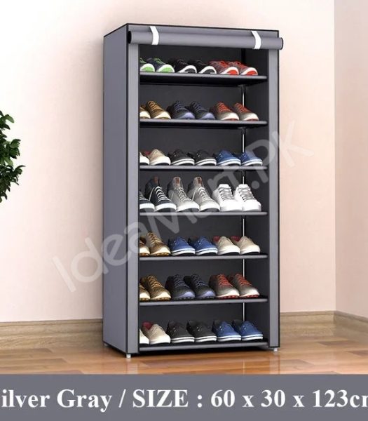 5-tier-portable-shoe-rack-organizer-with-roll-up-dustproof-fabric-cover-metal-frame-product-image