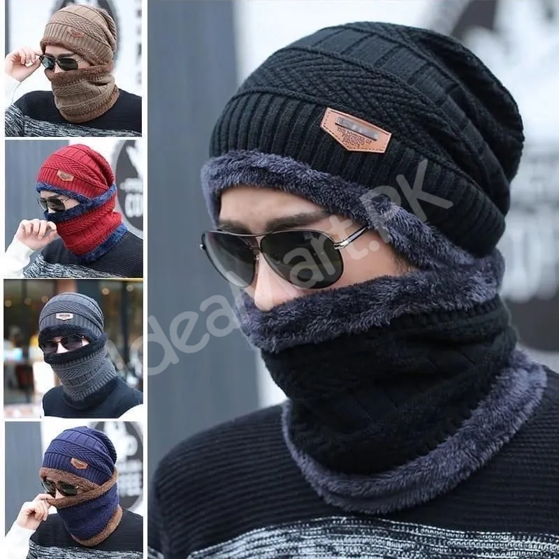 winter-cap-for-men-women-warm-knitted-beanie-hat-with-scarf-winter-ski-mask-premium-quality-product-image