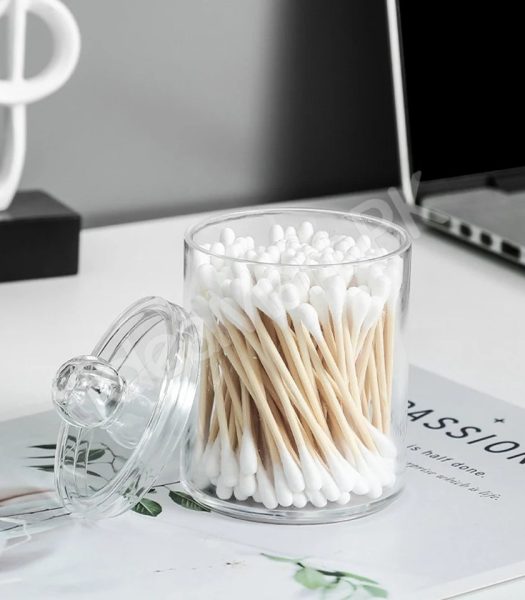 transparent-acrylic-organizer-jar-with-lid-for-cotton-swabs-pads-product-image