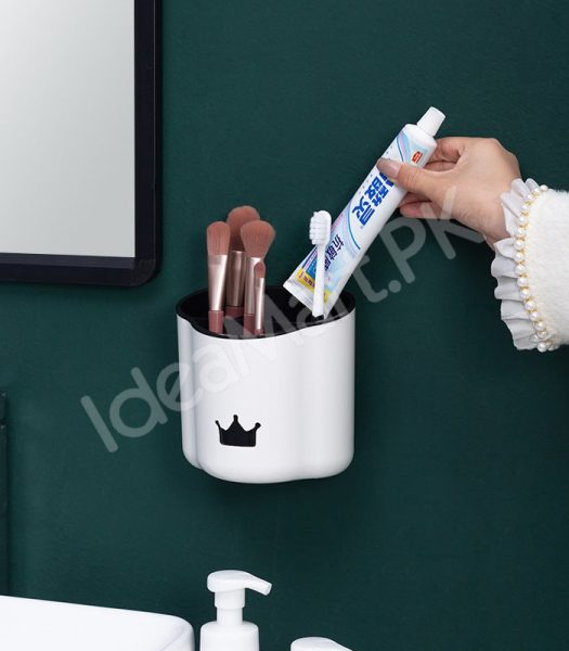 5-grid-punch-free-wall-mounted-plastic-bathroom-organizer-for-makeup-brushes-toiletries-product-image