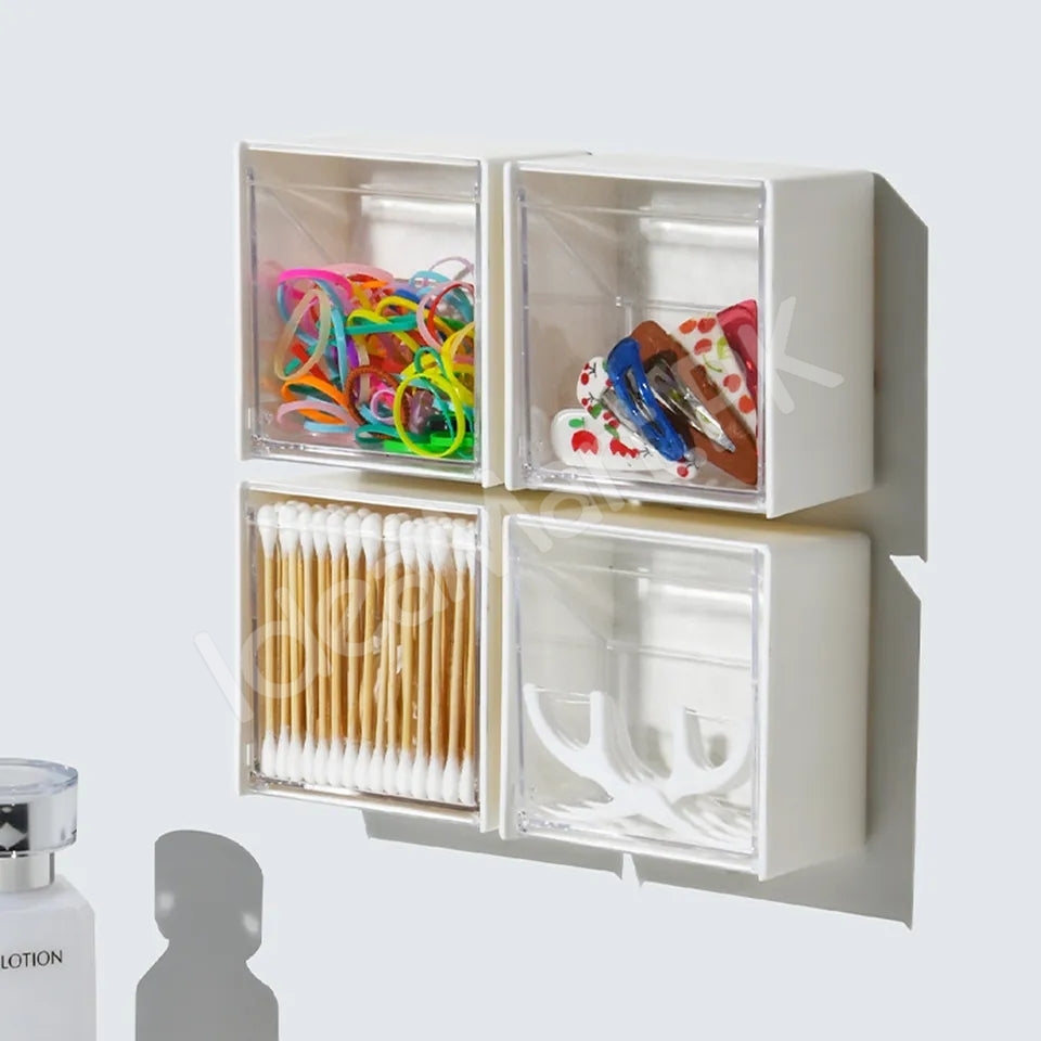 adhesive-wall-mounted-storage-box-with-transparent-flip-lid-cosmetic-organizer-for-small-items-product-image