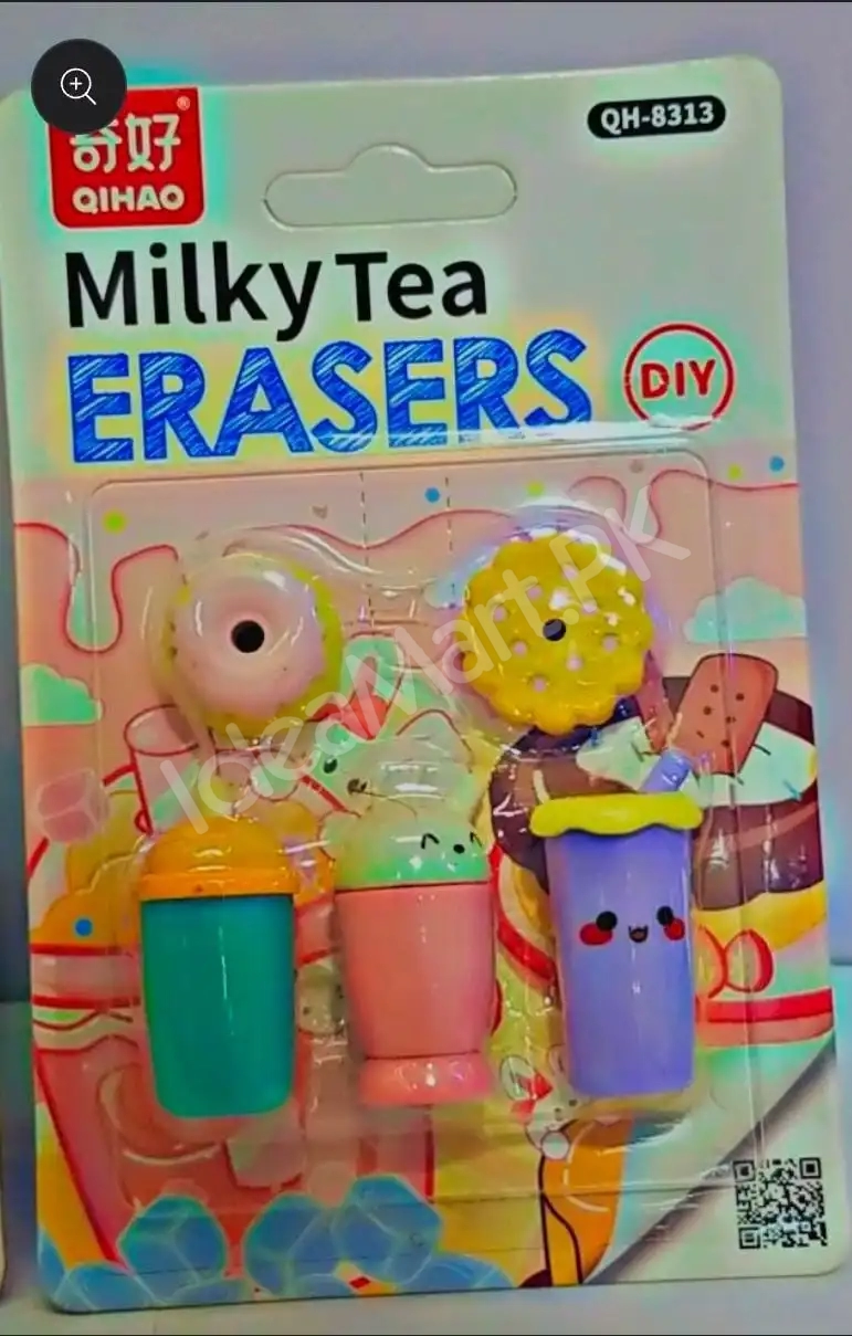 qiaho-3d-milky-tea-eraser-cute-bubble-tea-design-smooth-smudge-free-for-kids-students-product-image