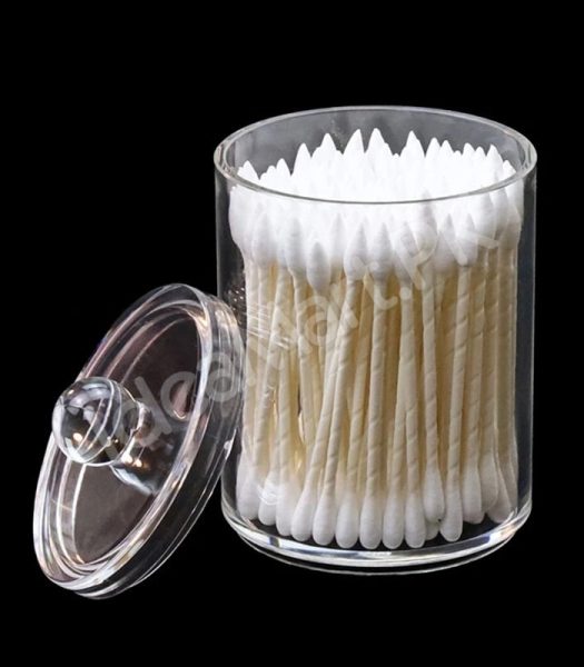 transparent-acrylic-organizer-jar-with-lid-for-cotton-swabs-pads-product-image