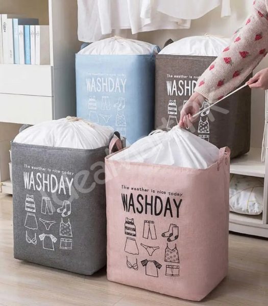 waterproof-collapsible-laundry-bin-with-handles-and-drawstring-top-for-home-and-bedroom-product-image