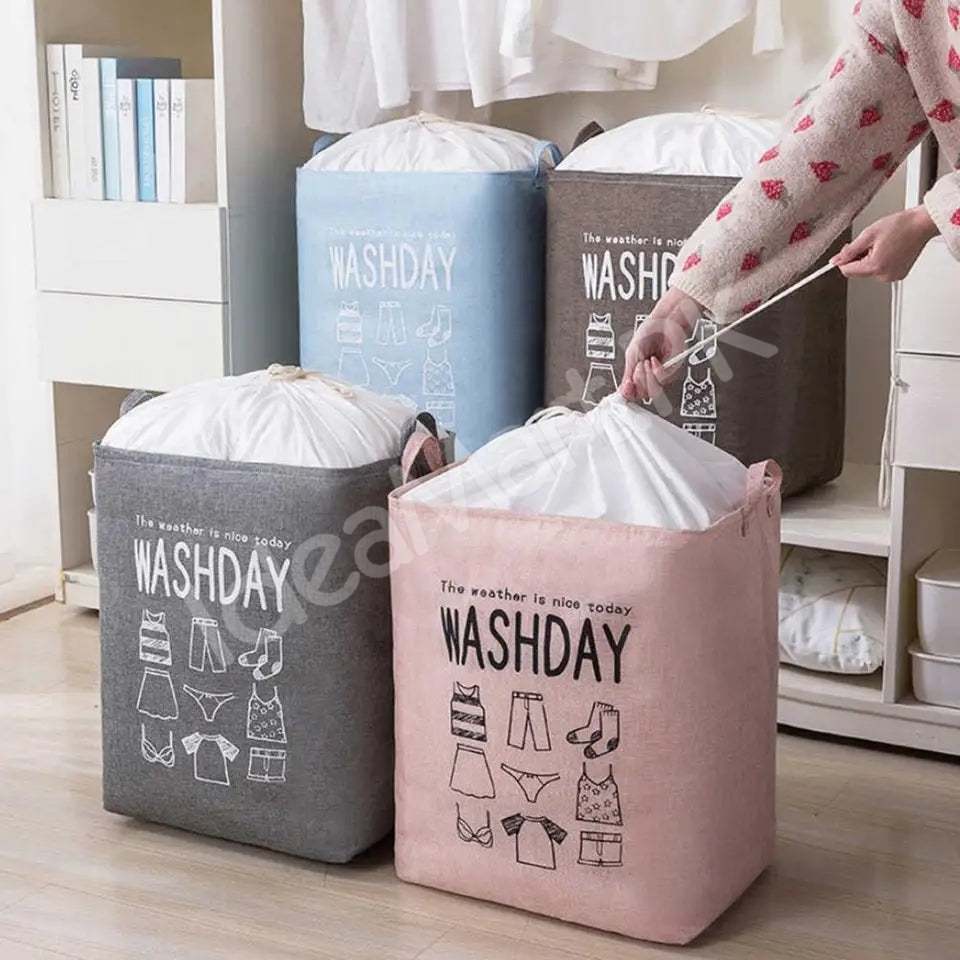 waterproof-collapsible-laundry-bin-with-handles-and-drawstring-top-for-home-and-bedroom-product-image