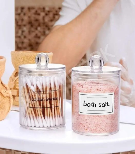 transparent-acrylic-organizer-jar-with-lid-for-cotton-swabs-pads-product-image