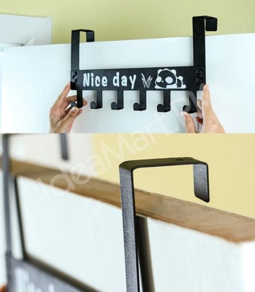 punch-free-over-the-door-metal-hook-rack-with-6-hooks-for-clothes-and-accessories-product-image