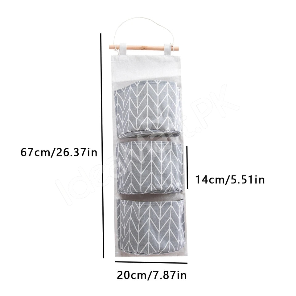 wall-hanging-fabric-storage-organizer-with-3-tier-pockets-and-wooden-rod-product-image
