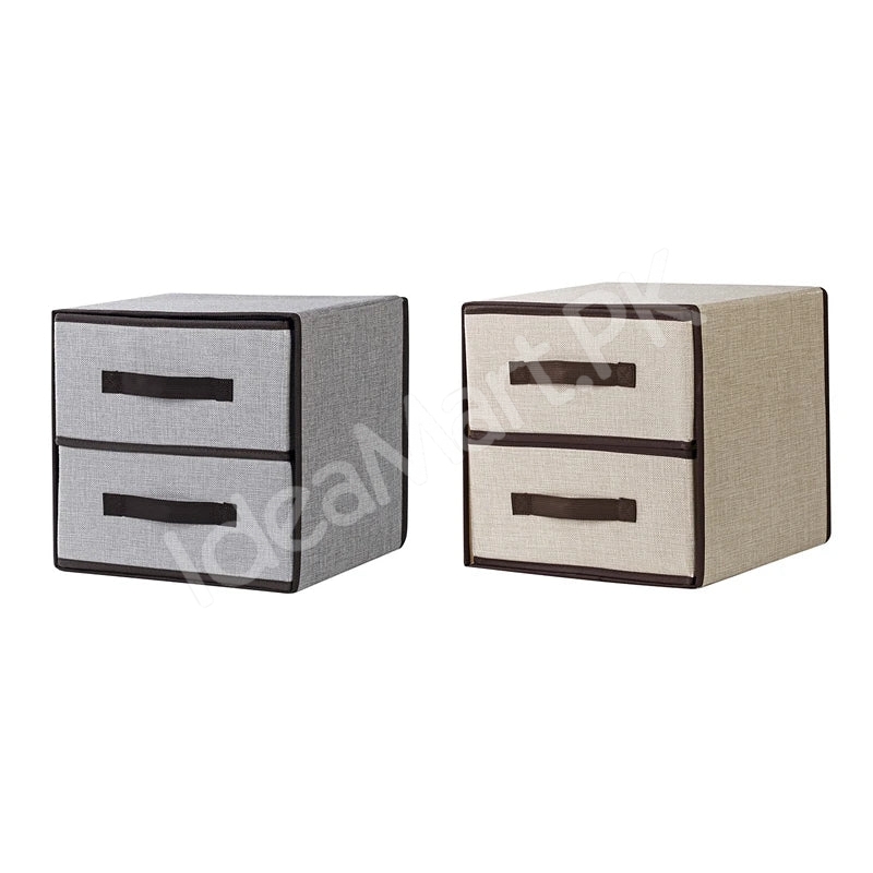 foldable-2-tier-fabric-storage-box-double-drawer-closet-organizer-product-image