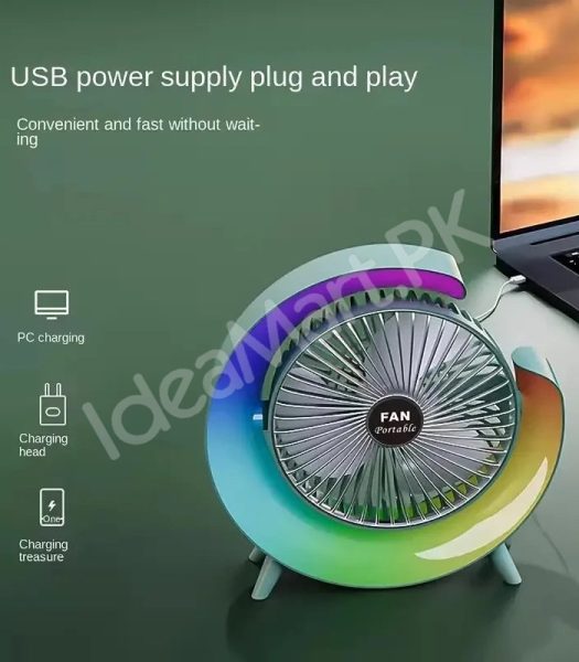 g-shaped-electric-desk-fan-with-7-color-led-light-180-rotation-usb-rechargeable-product-image