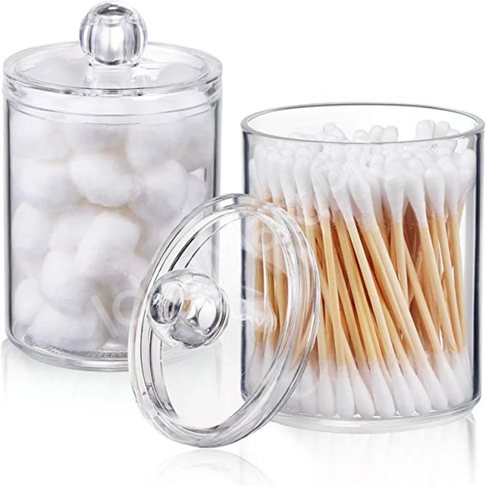 transparent-acrylic-organizer-jar-with-lid-for-cotton-swabs-pads-product-image