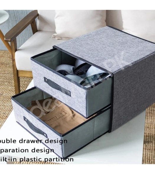 foldable-2-tier-fabric-storage-box-double-drawer-closet-organizer-product-image