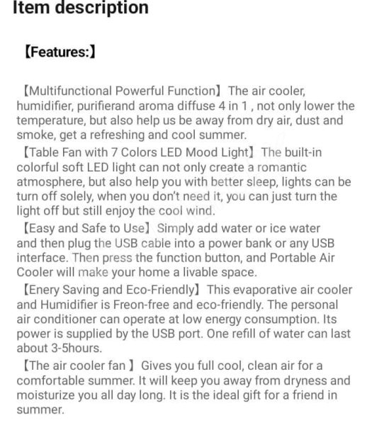 4-in-1-usb-air-cooler-fan-600ml-with-humidifier-night-light-5-mist-levels-product-image