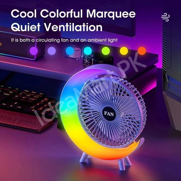 g-shaped-electric-desk-fan-with-7-color-led-light-180-rotation-usb-rechargeable-product-image