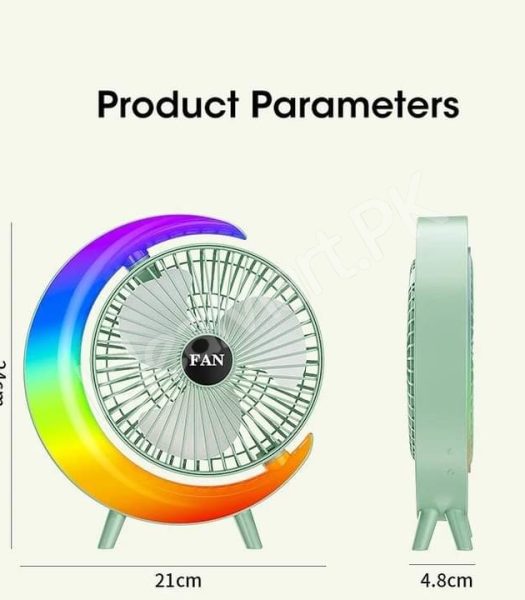 g-shaped-electric-desk-fan-with-7-color-led-light-180-rotation-usb-rechargeable-product-image