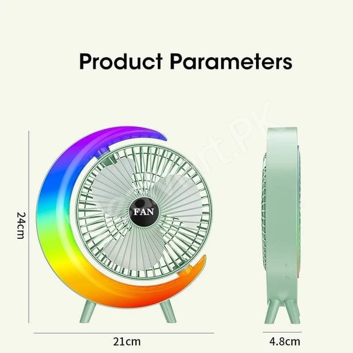 g-shaped-electric-desk-fan-with-7-color-led-light-180-rotation-usb-rechargeable-product-image