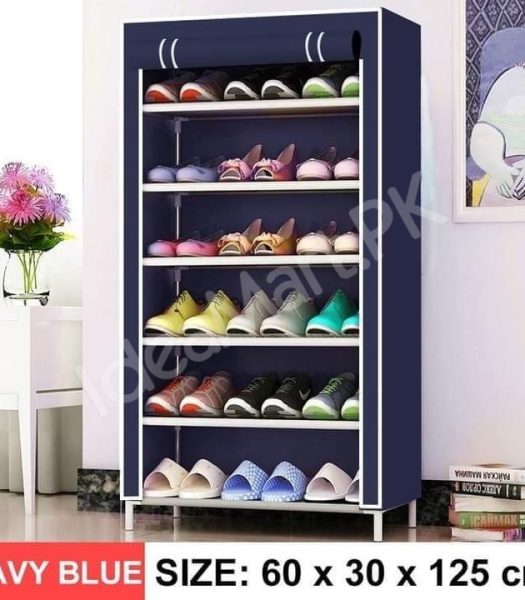 5-tier-portable-shoe-rack-organizer-with-roll-up-dustproof-fabric-cover-metal-frame-product-image