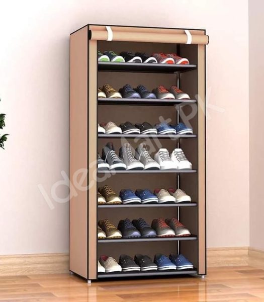 5-tier-portable-shoe-rack-organizer-with-roll-up-dustproof-fabric-cover-metal-frame-product-image