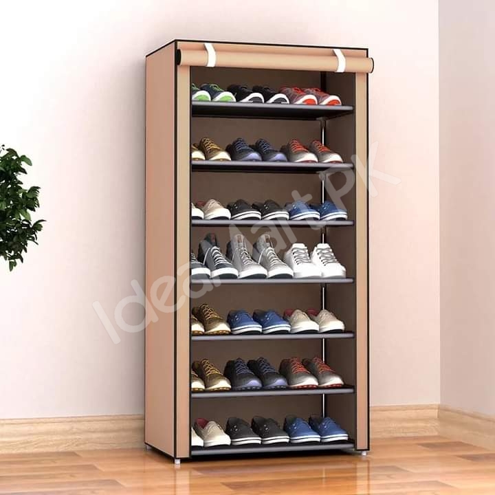 5-tier-portable-shoe-rack-organizer-with-roll-up-dustproof-fabric-cover-metal-frame-product-image