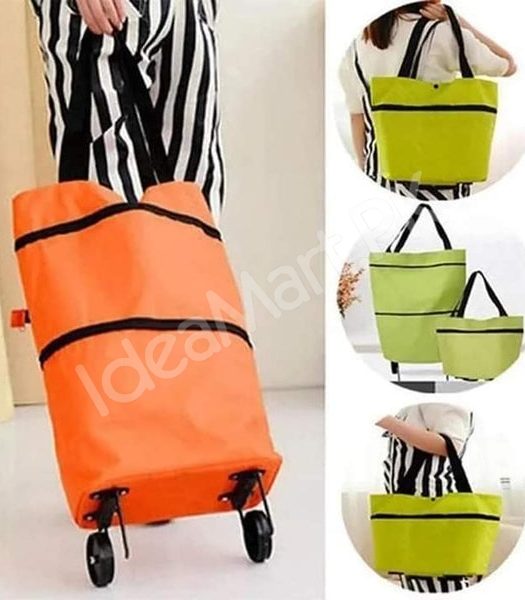 folding-2-in-1-wheeled-shopping-bag-convertible-utility-cart-with-dual-handles-product-image