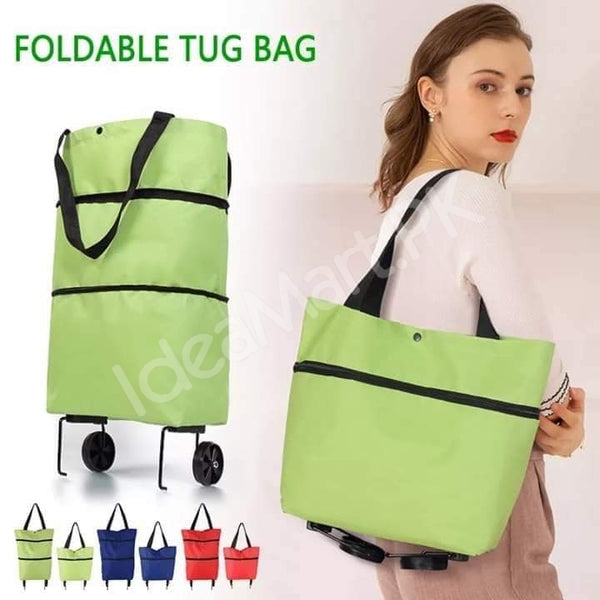 folding-2-in-1-wheeled-shopping-bag-convertible-utility-cart-with-dual-handles-product-image