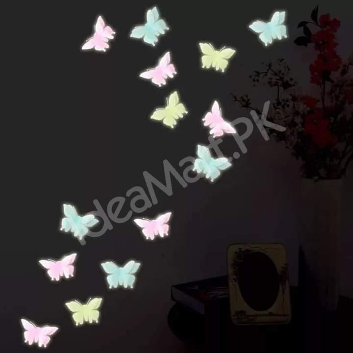 multi-color-6-pieces-3d-plastic-fluorescent-night-glow-butterfly-wall-stickers-product-image