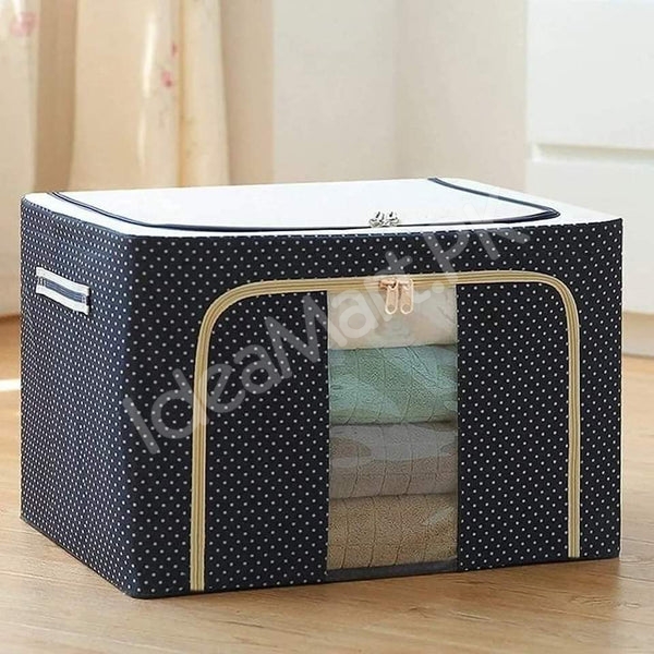 foldable-66-liter-clothes-and-blanket-storage-organizer-with-steel-frame-dual-zippers-product-image
