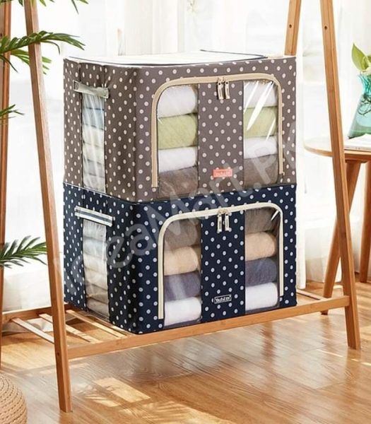 foldable-66-liter-clothes-and-blanket-storage-organizer-with-steel-frame-dual-zippers-product-image