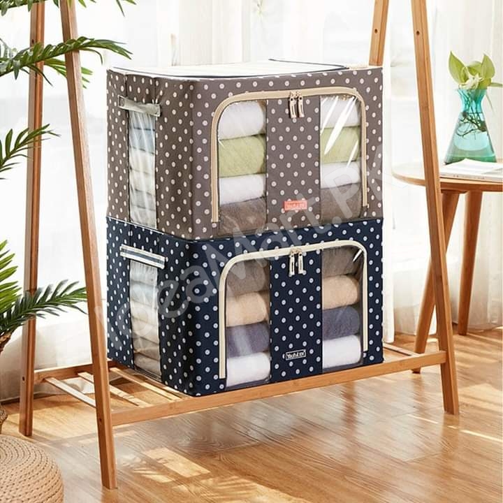foldable-66-liter-clothes-and-blanket-storage-organizer-with-steel-frame-dual-zippers-product-image
