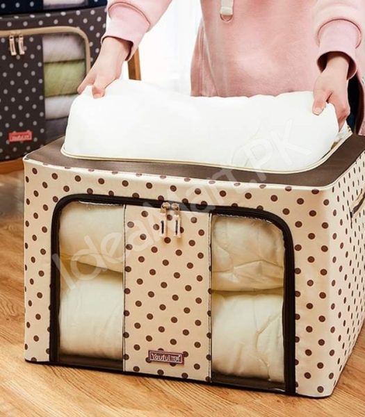 foldable-66-liter-clothes-and-blanket-storage-organizer-with-steel-frame-dual-zippers-product-image