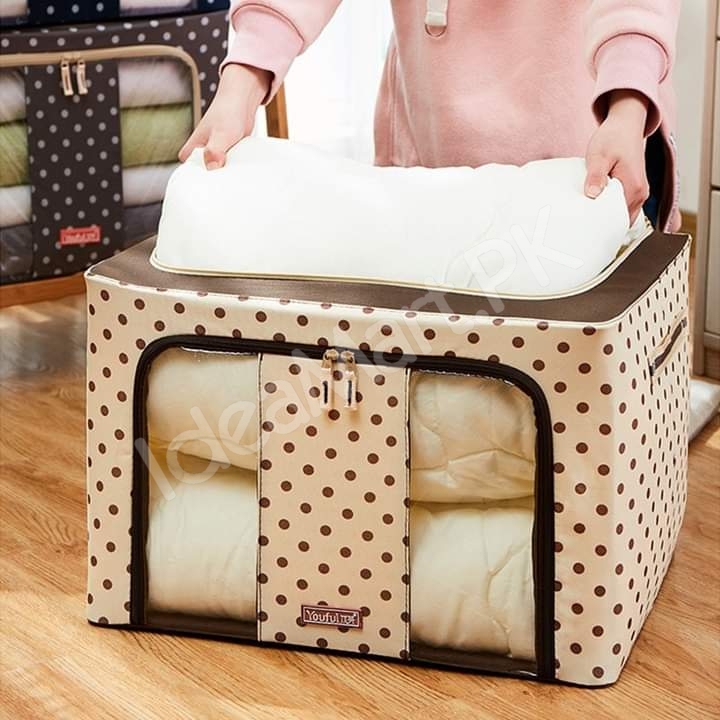 foldable-66-liter-clothes-and-blanket-storage-organizer-with-steel-frame-dual-zippers-product-image
