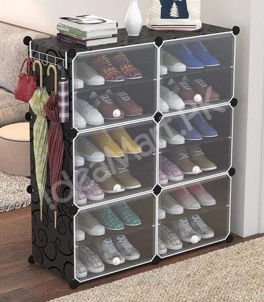 4-6-8-layer-cube-shoe-cabinet-with-clear-front-doors-diy-stackable-plastic-organizer-product-image
