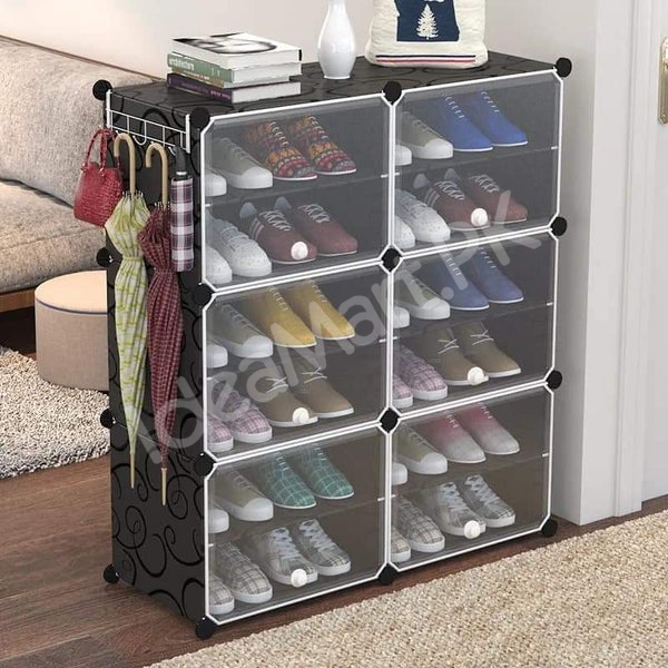 4-6-8-layer-cube-shoe-cabinet-with-clear-front-doors-diy-stackable-plastic-organizer-product-image