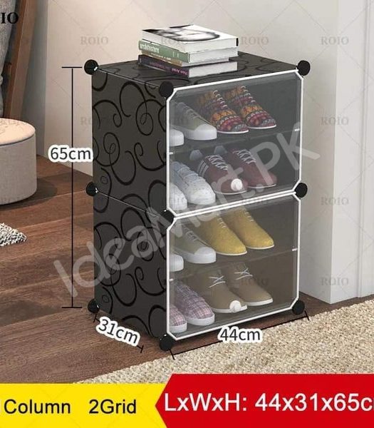 4-6-8-layer-cube-shoe-cabinet-with-clear-front-doors-diy-stackable-plastic-organizer-product-image