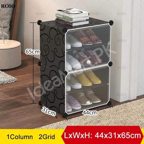 4-6-8-layer-cube-shoe-cabinet-with-clear-front-doors-diy-stackable-plastic-organizer-product-image