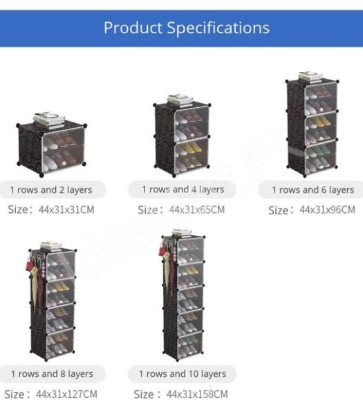 4-6-8-layer-cube-shoe-cabinet-with-clear-front-doors-diy-stackable-plastic-organizer-product-image