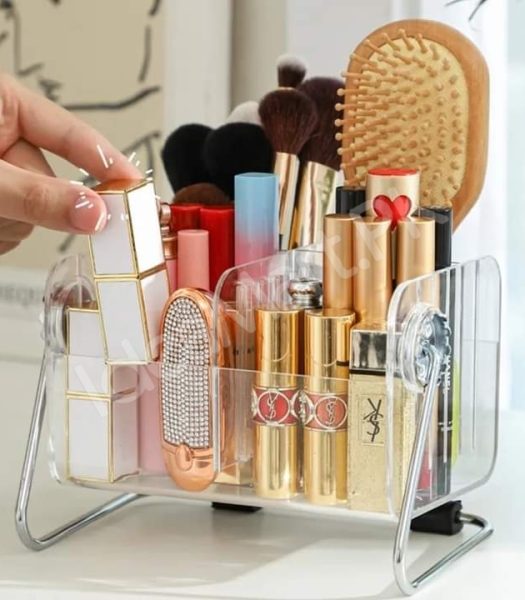 clear-acrylic-rotating-storage-organizer-with-metal-stand-for-remote-glasses-cosmetics-product-image