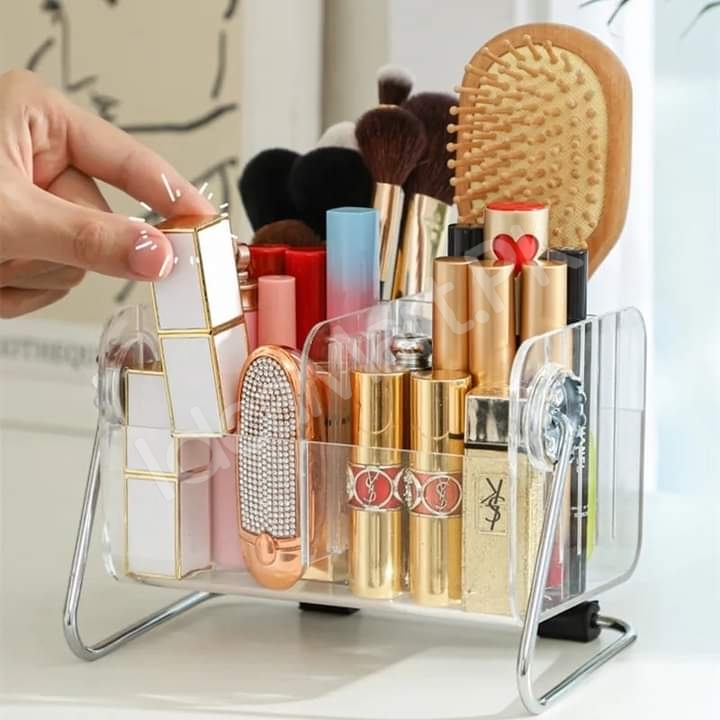 clear-acrylic-rotating-storage-organizer-with-metal-stand-for-remote-glasses-cosmetics-product-image