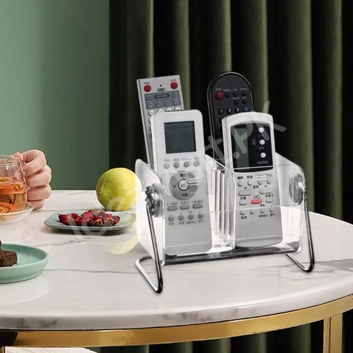 clear-acrylic-rotating-storage-organizer-with-metal-stand-for-remote-glasses-cosmetics-product-image