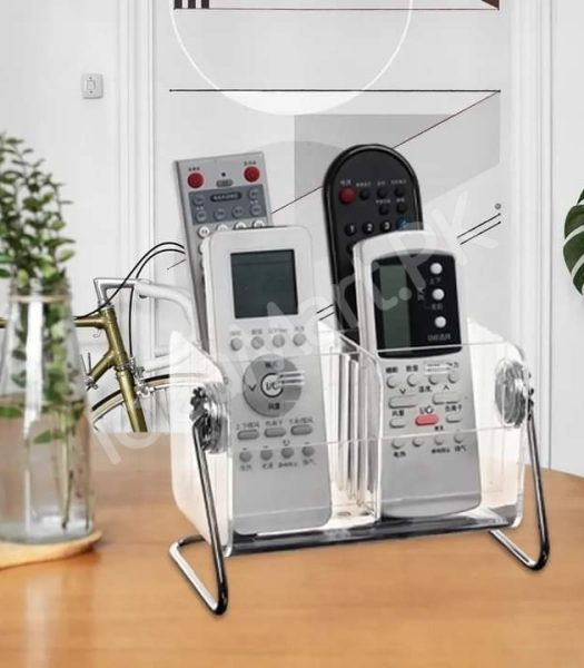 clear-acrylic-rotating-storage-organizer-with-metal-stand-for-remote-glasses-cosmetics-product-image