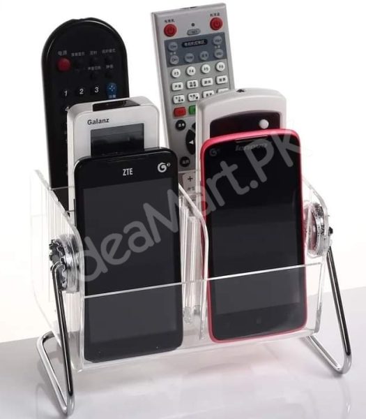 clear-acrylic-rotating-storage-organizer-with-metal-stand-for-remote-glasses-cosmetics-product-image