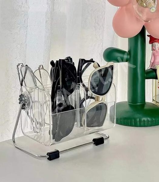clear-acrylic-rotating-storage-organizer-with-metal-stand-for-remote-glasses-cosmetics-product-image