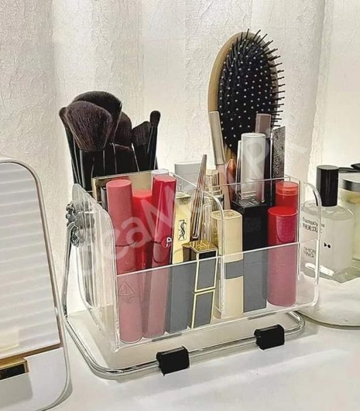 clear-acrylic-rotating-storage-organizer-with-metal-stand-for-remote-glasses-cosmetics-product-image