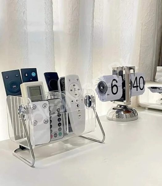 clear-acrylic-rotating-storage-organizer-with-metal-stand-for-remote-glasses-cosmetics-product-image