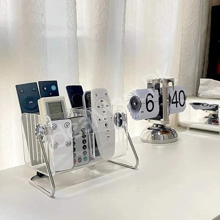 clear-acrylic-rotating-storage-organizer-with-metal-stand-for-remote-glasses-cosmetics-product-image